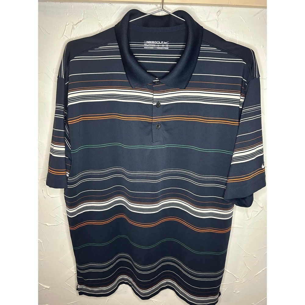 Nike Golf Dri-FIT Polo Shirt‎ Mens Large Striped Short Sleeve Athletic Casual